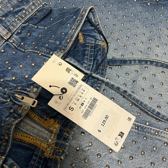 Zara denim bodice studded midi dress USA small - Picture 10 of 12